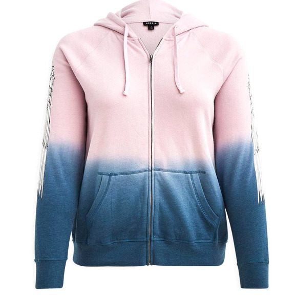 Torrid 3 (3X 22/24) Ombre Dip Dye Angel Wings Zip Up Fleece Hoodie Sweatshirt - Picture 5 of 5